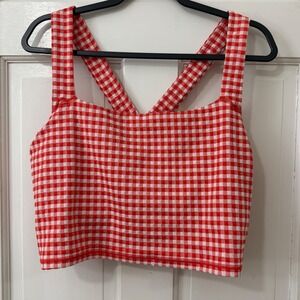 OFFLINE by Aerie Sports Bra XXL Orange Gingham Athletic Medium Support Crop